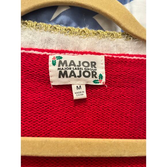 Ugly Christmas Sweater Candy Cane Sequin Cardigan Festive Holiday Sparkle M xmas - Picture 7 of 7